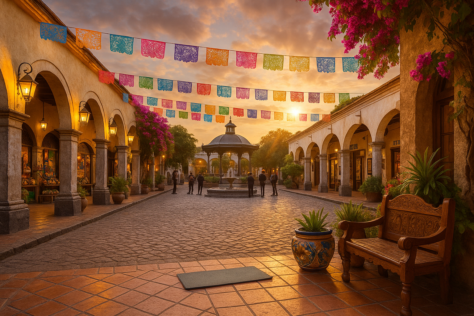 Tlaquepaque — galleries, mariachi, cobblestones